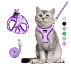 Brand New Cat Harness and Leash Set, Soft and Breathable Vest with Reflective Strip, Escape Proof Kitten Harness, Easy to Wear
