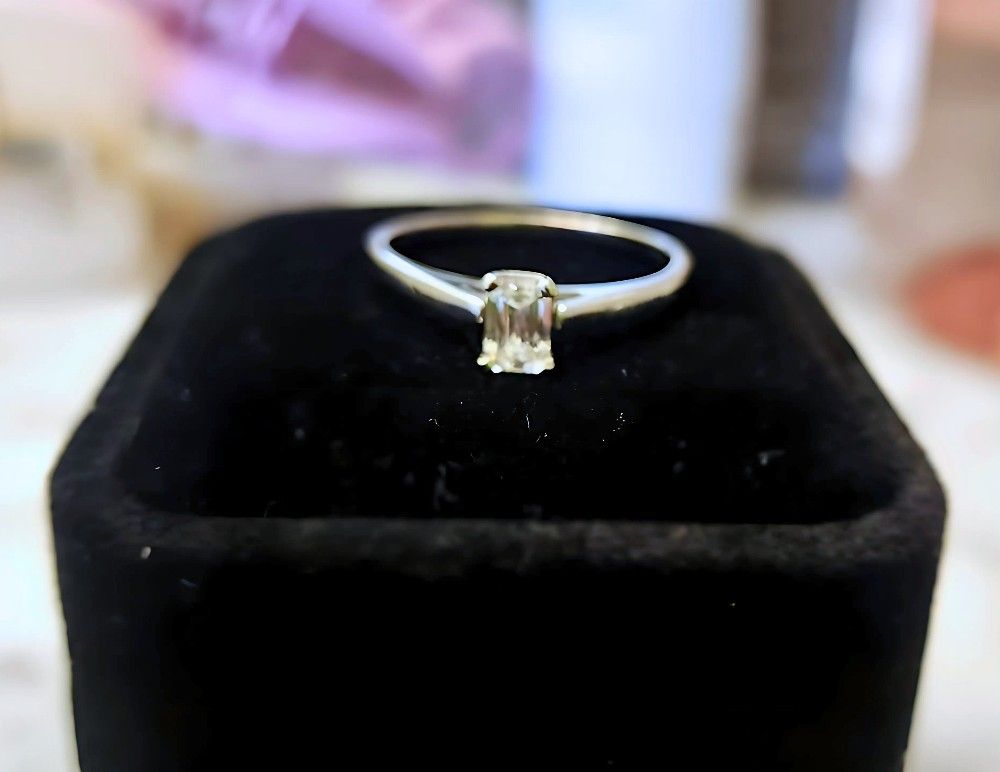 Affordable 14K White Gold 0.40ct Princess Cut Diamond Ring – Vintage