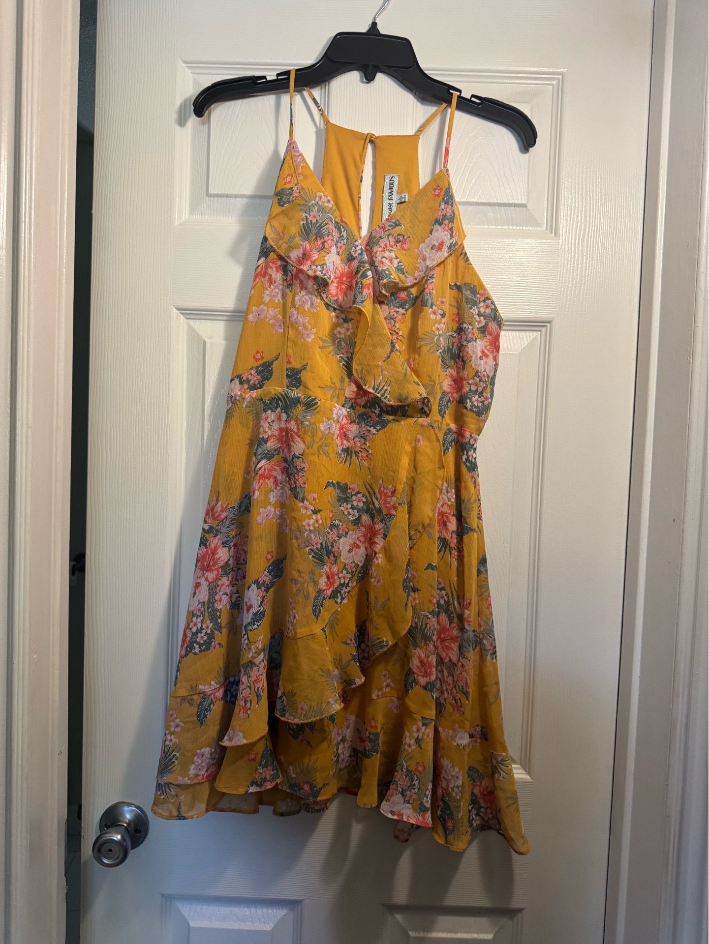 Dress yellow with flowers