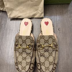 GUCCI Princetown GG Canvas Loafer Mules 