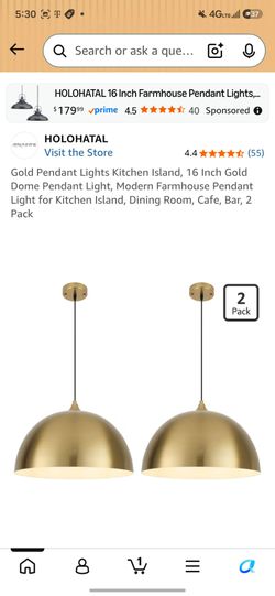 16 Inch Gold Dome Pendant Light