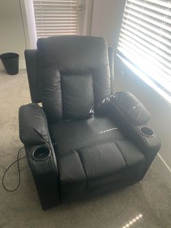 Black Reclining Chair with massage features
