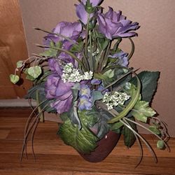 Fake Indoor Plants Flowers. Purple OR Catails