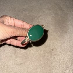  925 sterling silver (92.5% pure)  With Stone: Natural green agate 