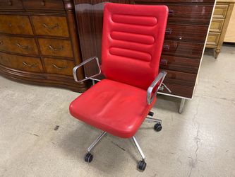 VITRA Modern Red Padded Office Chair w/ Chrome Arm Rests
