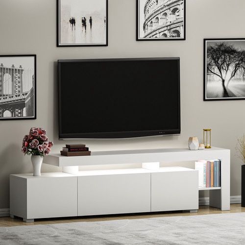TV Stand for Up to 70 inch TV Modern Style UV High Gloss Surface Entertainment Center with DVD ShelfTV Cabinet Game