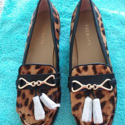 Brand New Talbot's Calfskin Leopard Print Flats Size 9 Medium