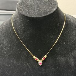 Heart Quarts 10k Gold Women’s Necklace