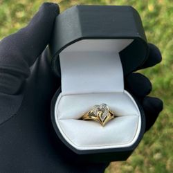 Jewelry 10K solid Yellow Gold 0.10 CTW Diamond Ring sz 6.5