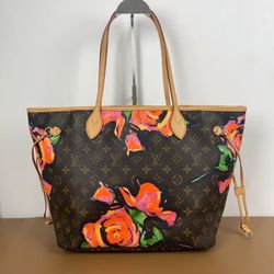 Rare Monogram Rose Neverfull MM Shoulder Bag