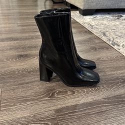Nasty Gal Black Pleather Chunky Heels