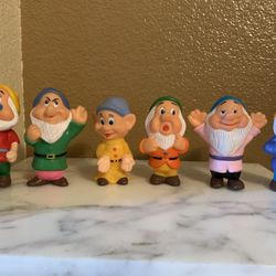 Vintage Squeaky Toy Snow White Seven Dwarfs Semi-Posable Walt Disney Productions 