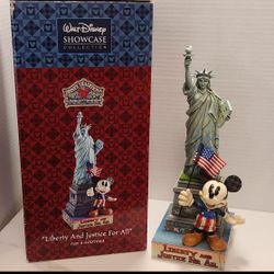 JIM SHORE Enesco DISNEY MICKEY MOUSE Statue of Liberty & Justice For All w/ Box