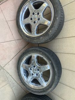 MOTIVATED TO SELL-Genuine AMG 17” Chrome Wheels + Tires – OEM Mercedes 5x112 – Clean Set -MAKE OFFER