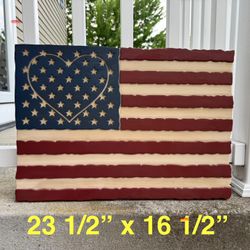 Plastic American Flag Wall Hanging Decor Heart Flag In/Outdoor