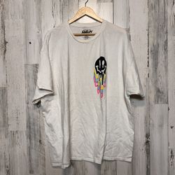 Men’s Popular Poison White Graphic T-Shirt Dripping Skull Design Cotton Tee Size 3XL