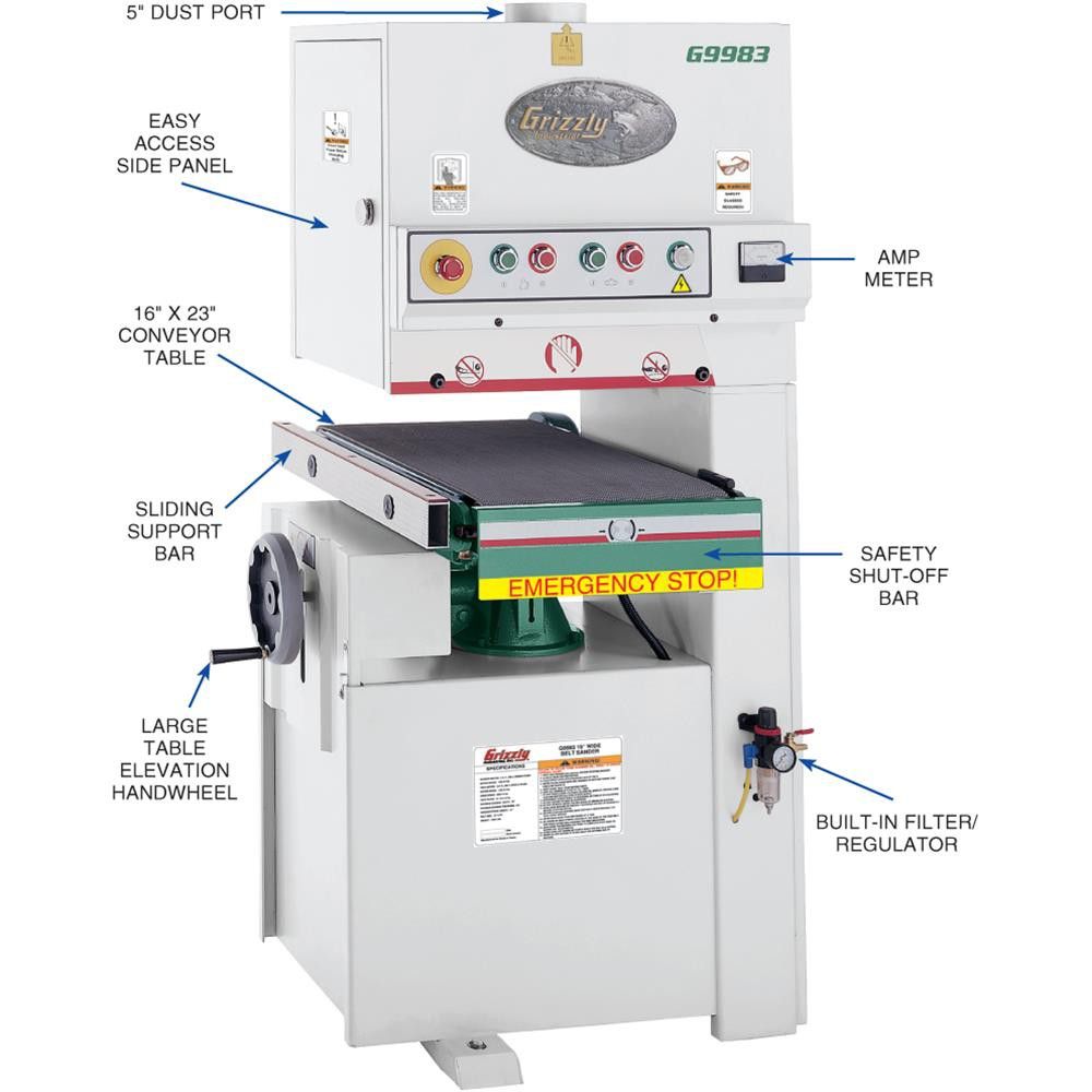 Grizzly 15" open end wide belt sander