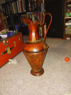 Venetian style pitcher and matching wall mounted pocket vase.