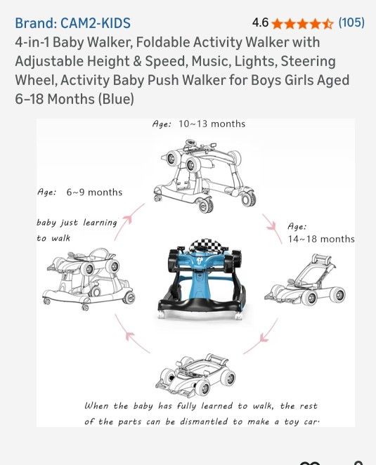 4 in 1 baby walker 
$95.00