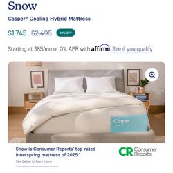 Casper Snow Hybrid Cooling Mattress – Queen Size