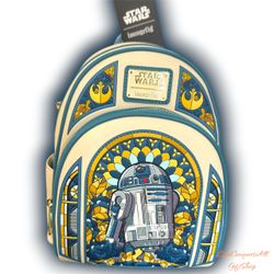 Loungefly Star Wars R2-D2 Stained Glass Portrait Mini Backpack