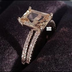 New 18k Rose Gold Wedding Ring Set 