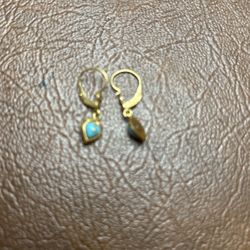 14K Heart Child’s Turquoise Earrings 