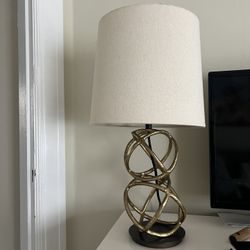 Antique Lamp With Gold Base And Linen Shade