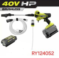 RYOBI
40V HP Brushless EZClean 600 PSI 0.7 GPM Cordless Battery Cold Water Power Cleaner with 2.0 Ah Battery