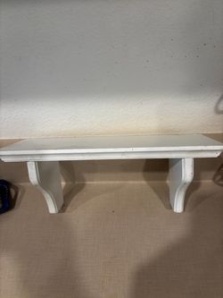 White Wood Wall Shelf with Brackets 12x5”20