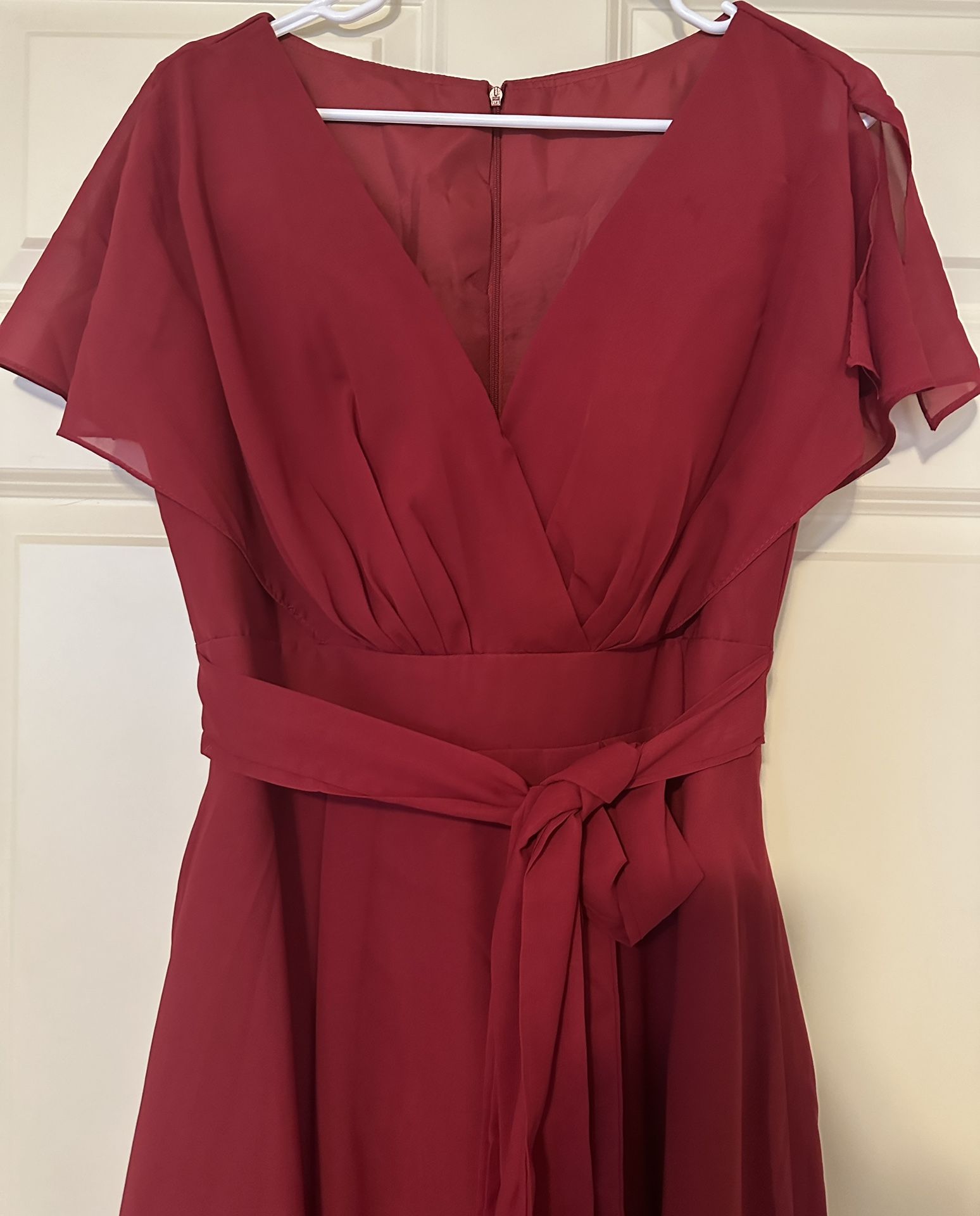 Chiffon/Satin Burgundy Dress - Size 12