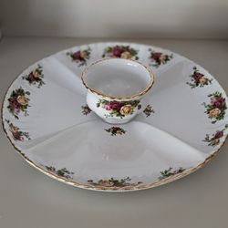 Royal Albert Old Country Rose Chip And Dip Set