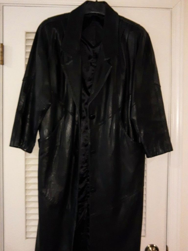 Women's Long Leather Coat