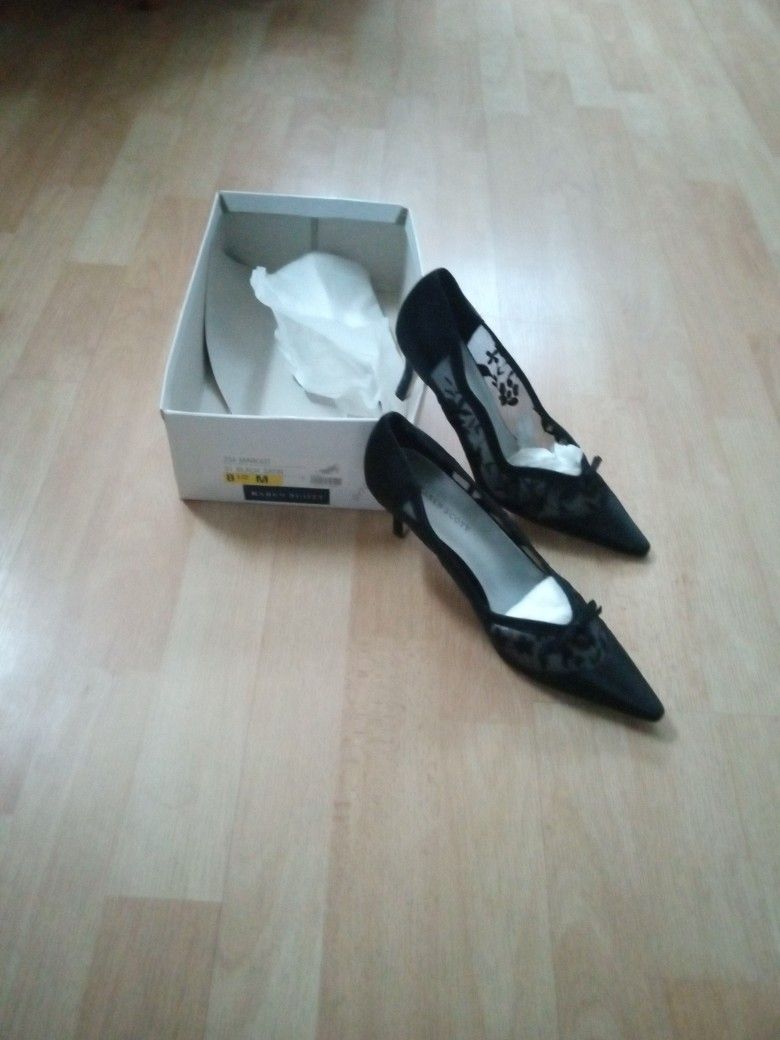 Karen Scott Black Lace Heels 8.5