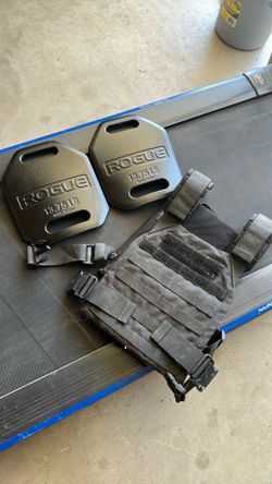 Rogue Fitness Plate Carrier Vest and Weights