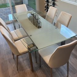 6 modern white faux leather dining chair with chrome metal legs ONLY