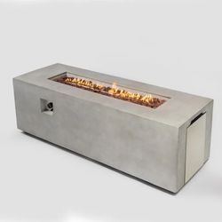 70” Light Gray Concrete Minimalist Outdoor Patio Propane Fire Table / Fire Pit (60,000 BTU) [NEW IN BOX] **Retails for $1699