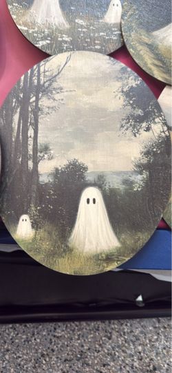 Oval Ghost Forest Painting on Canvas