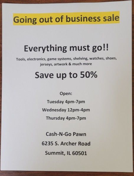 Going Out Of Business Sale