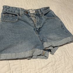 Denim shorts .