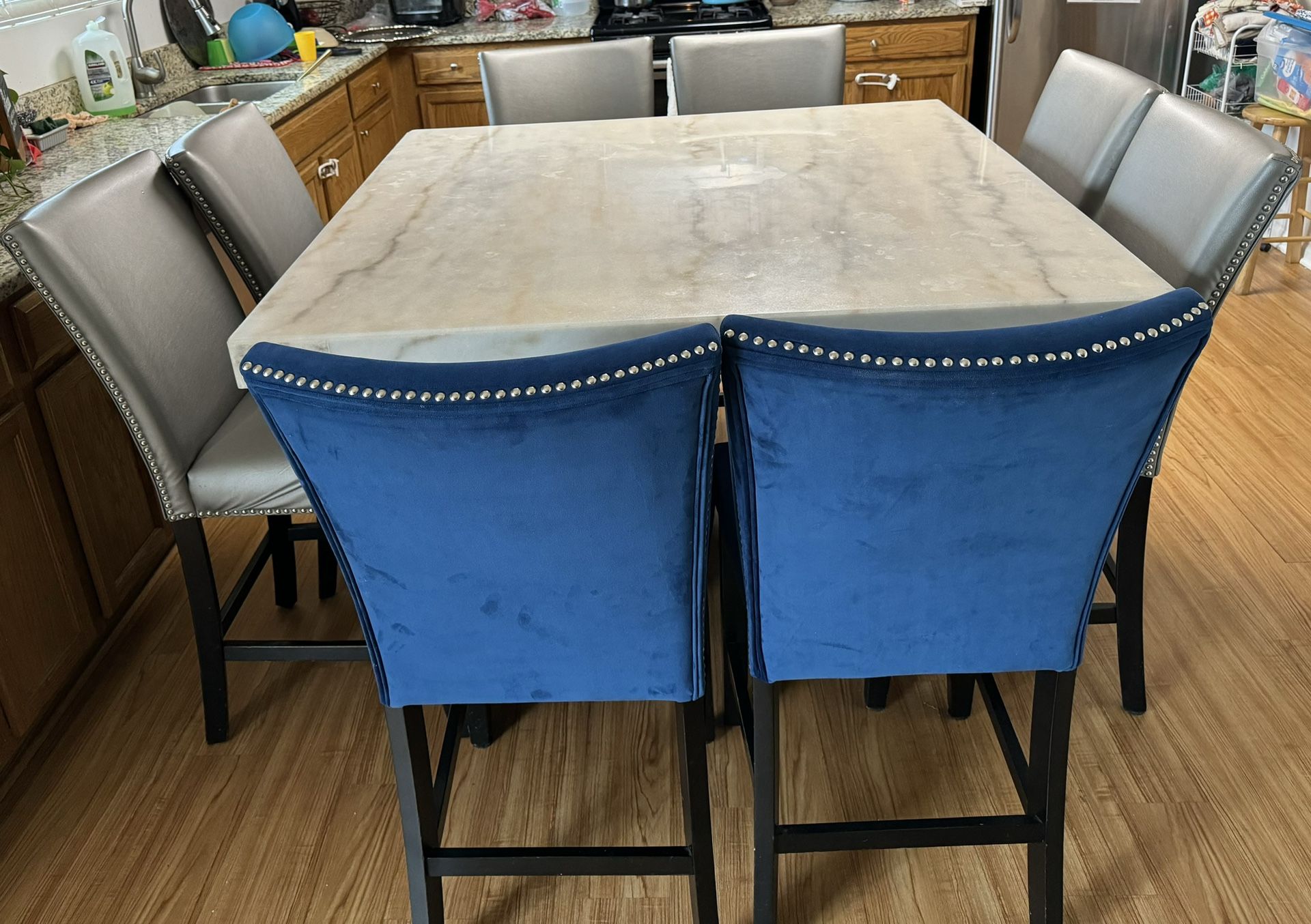 Marble Table  Set W/8 Chairs 