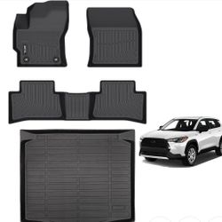 AIPOIL Floor Mats & Cargo Liner Set for 2022-2024 2025 Toyota Corolla Cross FWD (Not for Hybrid) All Weather Protection TPE Anti-Slip Automotive Full 