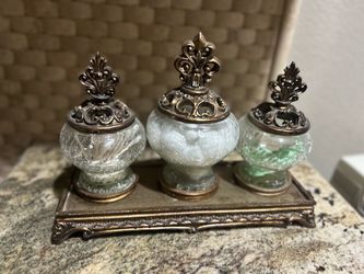 Decorative Glass Jar Set with Tray