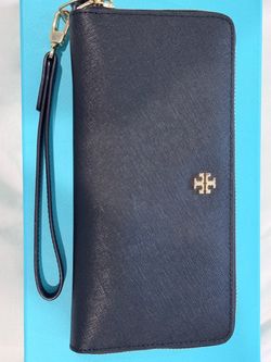 Tory Burch black Saffiano Leather Wristlet Wallet