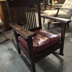 Antique Mission Rocker w/Cushion