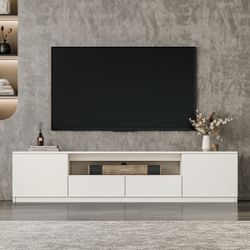 Modern White TV Stand with Storage