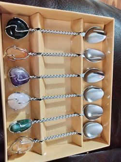 Juego De 6 Cuchara Con Piedra ..