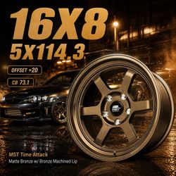 🔥 16X8 MST Time Attack Matte Bronze W/ Bronze Machined Lip Wheels 🔥