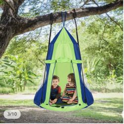 2 in 1 Tree Tent Swing Set with Adjustable Hanging Ropes for Kids New In The Box 