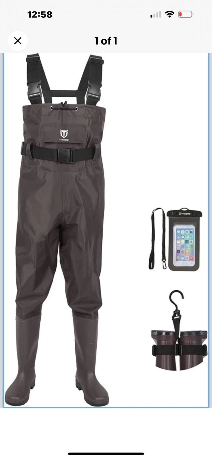 TIDEWE Bootfoot Chest Wader, 2-Ply Nylon/PVC Waterproof Fishing Hunting Waders with Boot Hanger for Men Women Green Brown